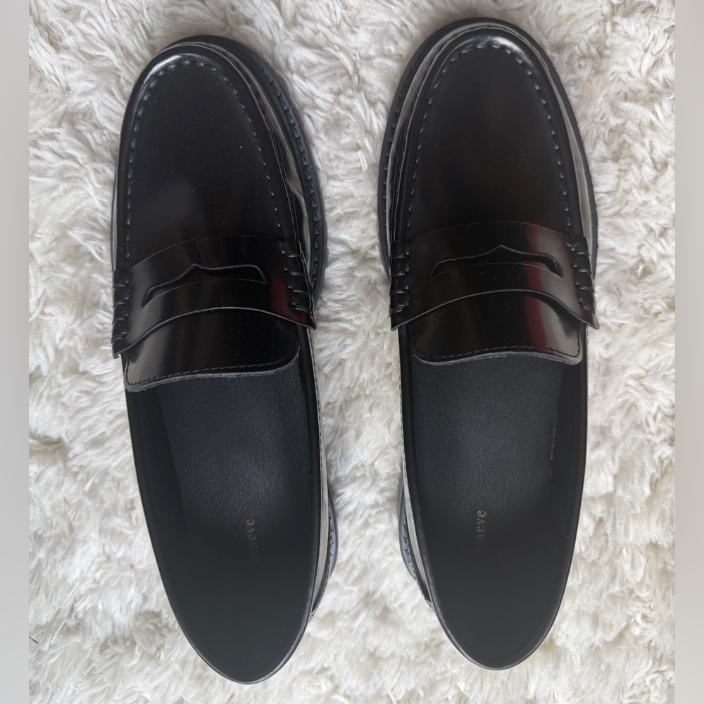 Maeve Shiny Black Penny Loafers